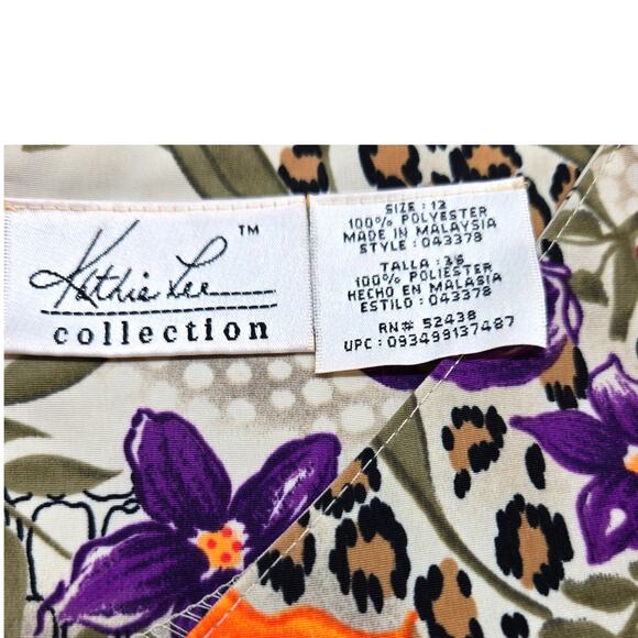 Kathy Lee Women's Dress 12 Size Beige Floral Sleeveless Misses Large L - Picture 3 of 6